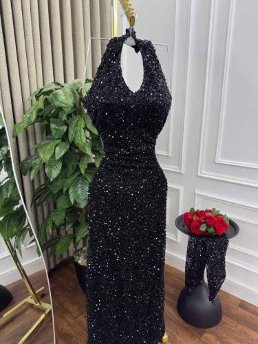 فستان سهره اسود لمعه