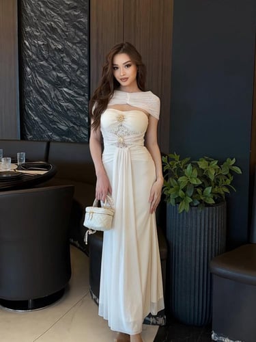 فستان سهره اوف شولدر لون افوايت