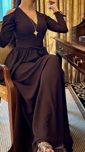 فستان عبير لون موكا محروق