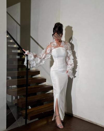 فستان باربي ابيض فخاااااامه ورد