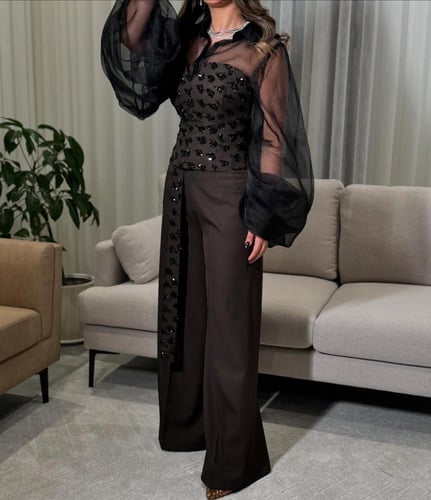 فستان سهرة قطعتين بالونين فاخرة