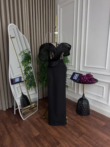 فستان سهرة الصدر دنتيل تطريز يدوي وباربي