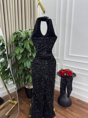 فستان سهره اسود لمعه