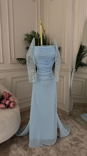 فستان سهره لون سماوي