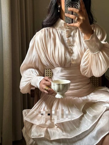 فستان ناعم اوف شولدر لون ذهبي