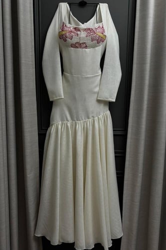 فستان ناعم اوف شولدر لون سكري