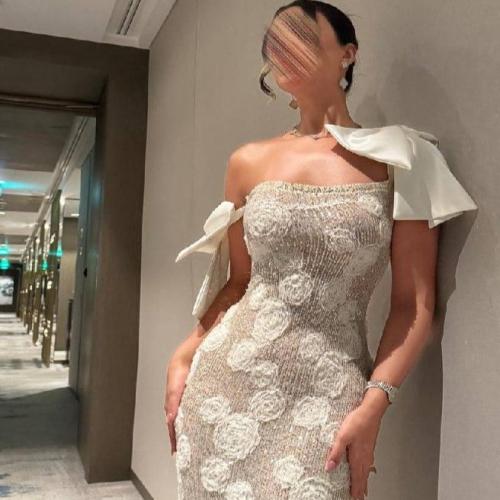 فستان سهرة ترتر ورد فخاااااامه يلفت الانتباه