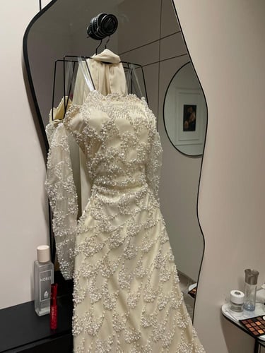 فستان سهره خرز وبطانه باربي