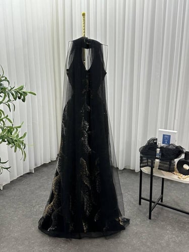 فستان سهره مزين لون اسود