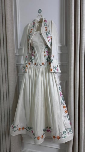 فستان العيد ناعم قطعتين لون بيج