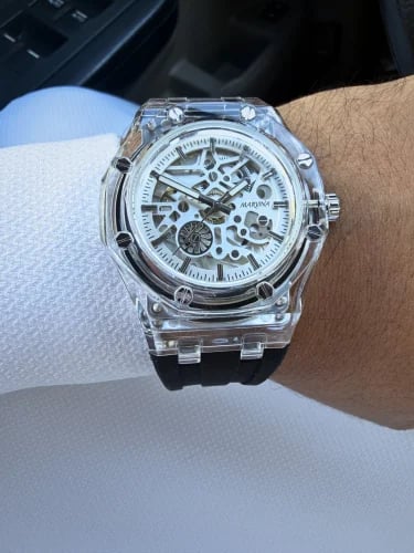 Transparent black rubber watch
