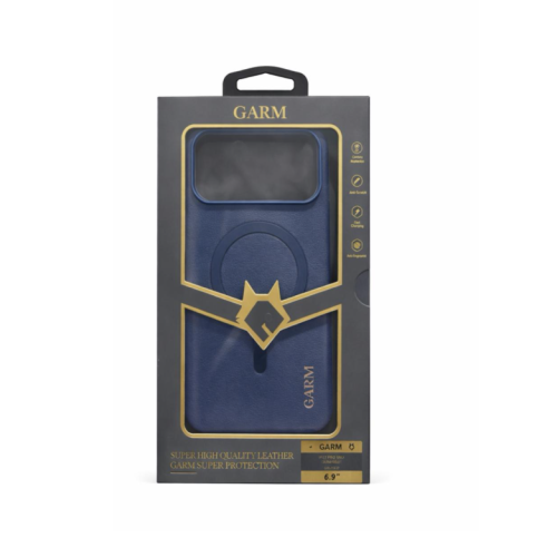 Kafr Qarm GARM for iPhone leather matte silver navy blue