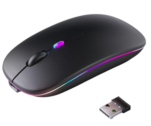 JEQANG wireless dual mouse (Bluetooth + USB) with RGB lighting and rechargeable