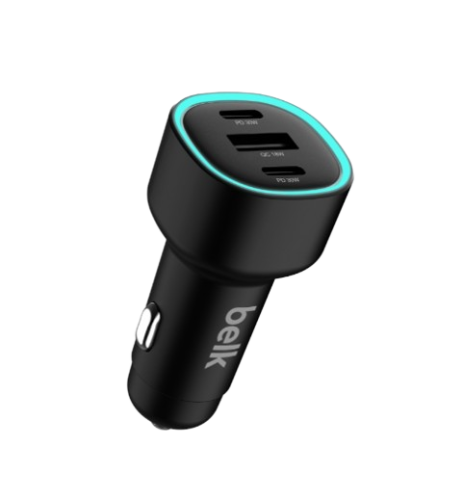 Belk car charger with two Type-C ports + one USB port