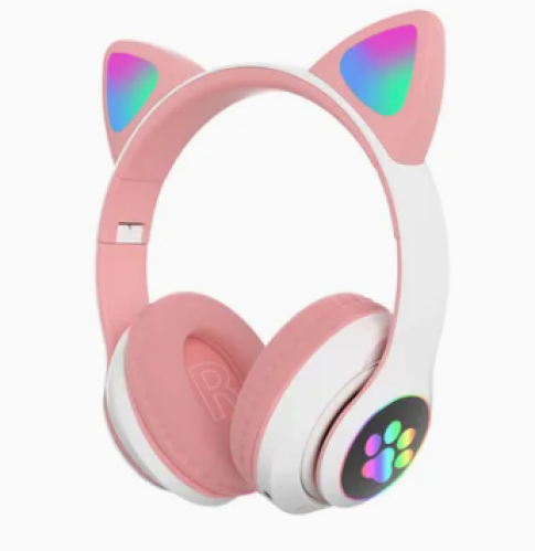 Wireless headset STN-28 with glowing cat ear design