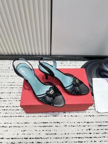 Valentino Garavani Leather Heart VLogo Slingback Sandals
