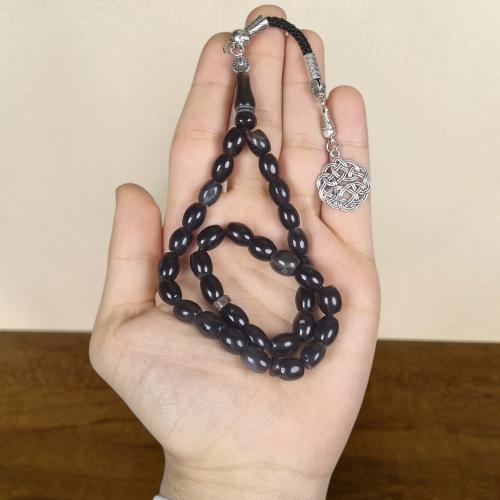 سبحة عقيق يماني 33 خرزة اسود