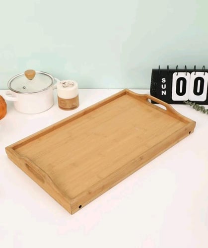 صينية تقديم خشب قابلة للطي بمقابض وأرجل حجم L + ال...