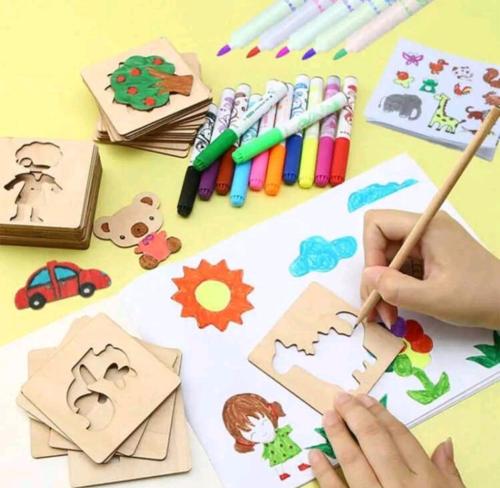 20 قطعة من قطعة من قوالب الرسم الخشبية مزخرفة باشك...