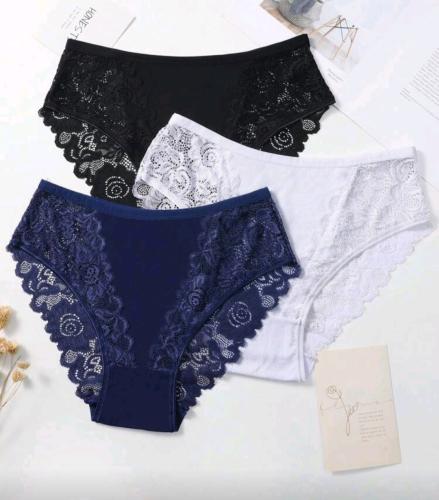 مجموعة ملابس داخلية نسائية من الدانتيل والقطن - 3...