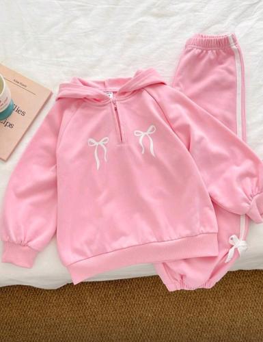 طقم بناتي من قطعتين بنطلون وهودي