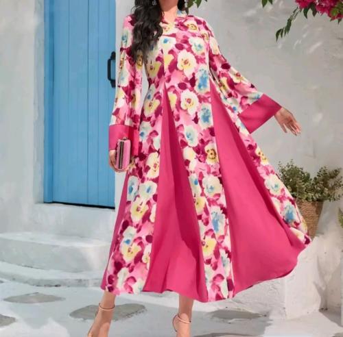 جلابية نسائية هودي بطباعة الأزهار