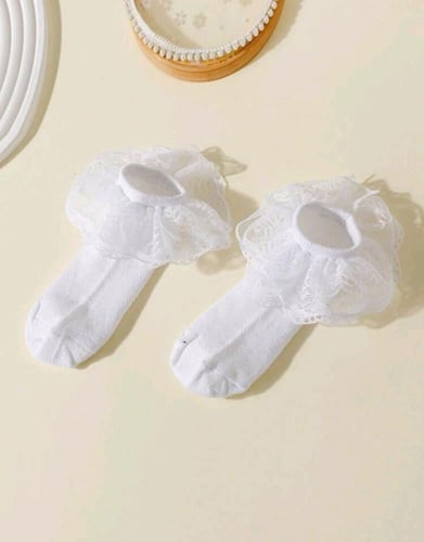 زوج واحد جورب بناتي بطبقة من الدانتيل مناسب لعمر 4...