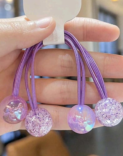 فستان بناتي للعيد + صندل بناتي بنفسجي + 2 بكلات شع...