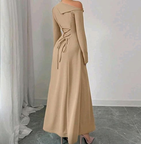 فستان أنيق للنساء بخصر مربوط وكتف مكشوف