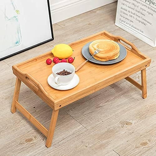 مفرش طاولة برسومات الأزهار + صينية خشب قابلة للطي...