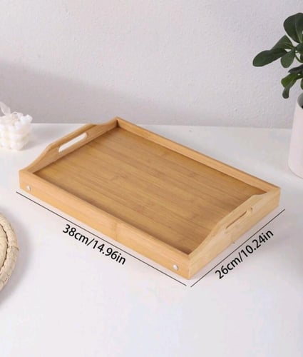 صينية تقديم خشب قابلة للطي بمقابض وأرجل حجم L + ال...