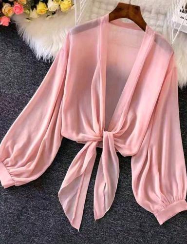 كارديجان نسائي خفيف بأكمام فانوس