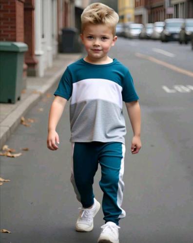 طقم ولادي تيشرت كم قصير وبنطلون طويل