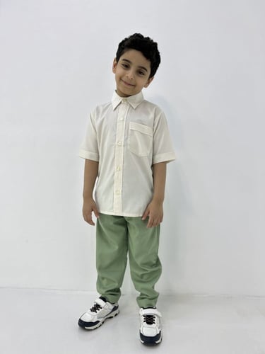 بنطلون إزاري روضة أخضر للأولاد