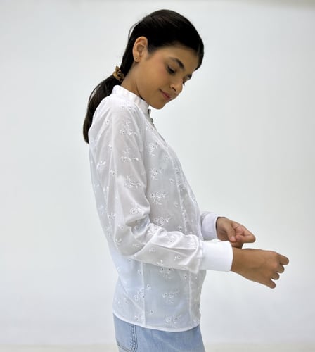 بلوزة إزاري المدرسية سحاب مزينة بالأزهار E012