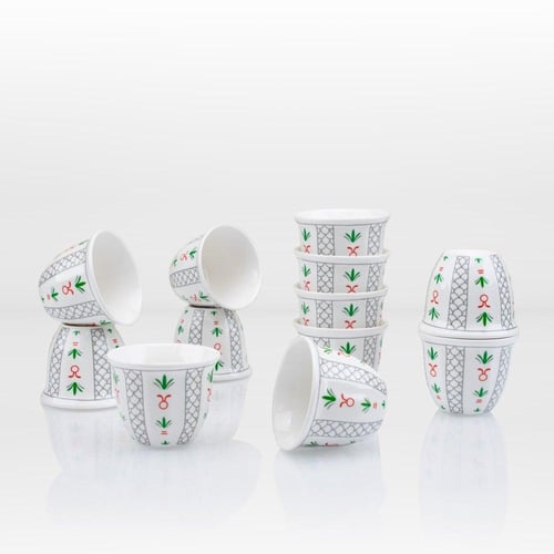 طقم فناجيل قهوة وسط 12 حبة رصاصي