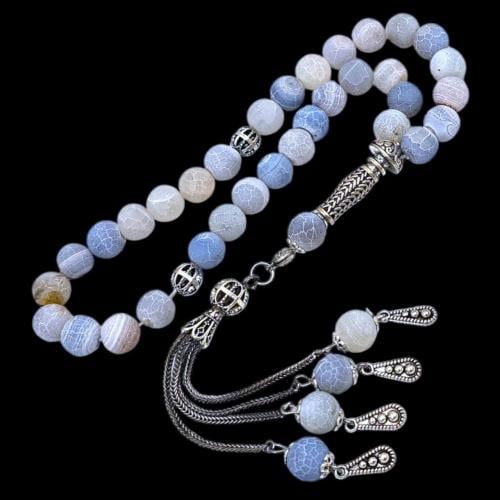 سبحة فاخرة بحجر الأونكس باللون السماوي– تصميم أنيق...