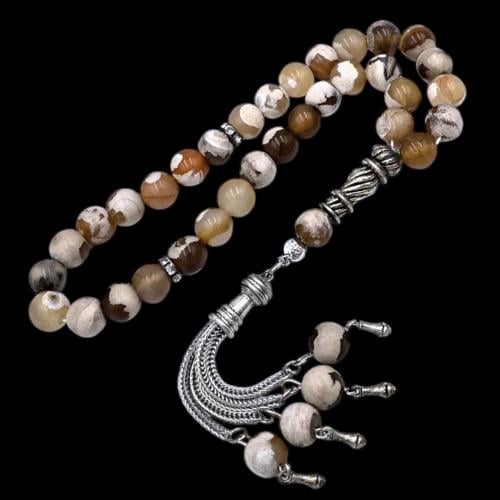 سبحة فاخرة بحجر العقيق– تصميم أنيق وفريد