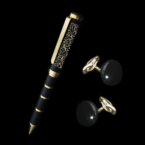 طقم هدايا رجالي فاخر – كبكات ستيل مع قلم