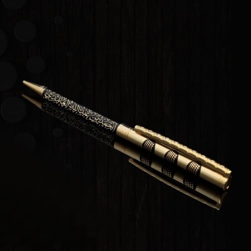 قلم بالاسم اسود مع ذهبي