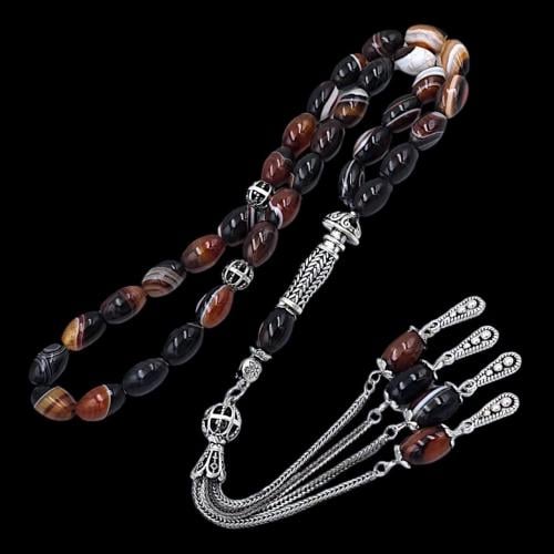 سبحة فاخرة بحجر العقيق– تصميم أنيق وفريد