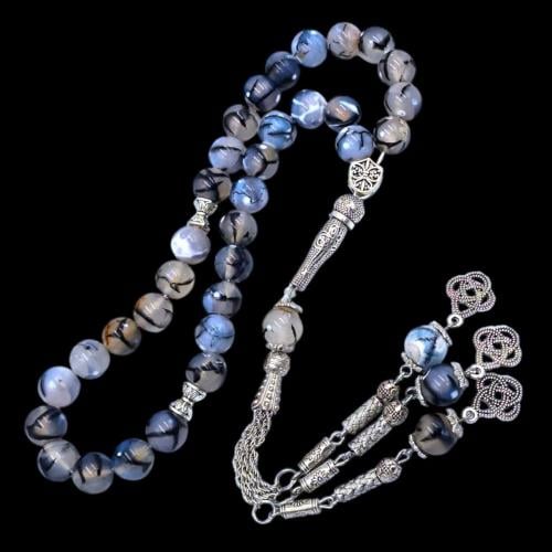 سبحة فاخرة بحجر العقيق– تصميم أنيق وفريد