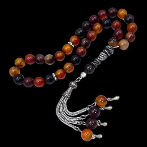 سبحة فاخرة بحجر العقيق– تصميم أنيق وفريد