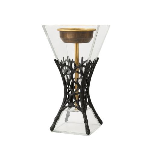 مبخرة زجاج شفاف وأسود مقاس 24سم رقم 0217388