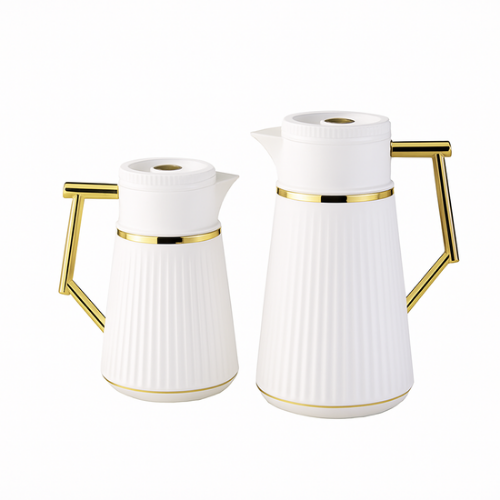 طقم ترامس شاي وقهوة أبيض مذهب من رويال كاميل