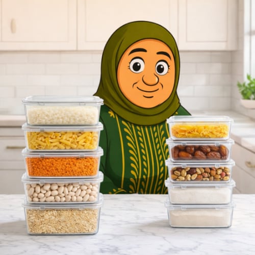 بكج 10 حافظات طعام بأغطية محكمة مقاسات كبيرة