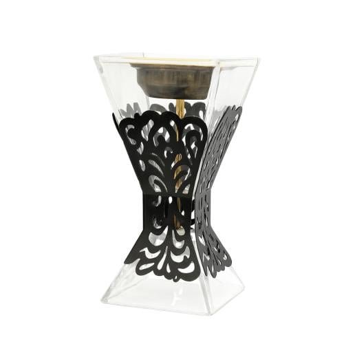 مبخرة زجاج شفاف وأسود مقاس 23سم رقم 0217365