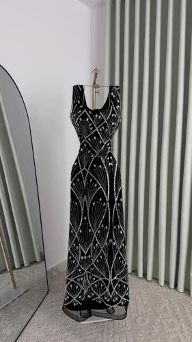 Black embroidered dress
