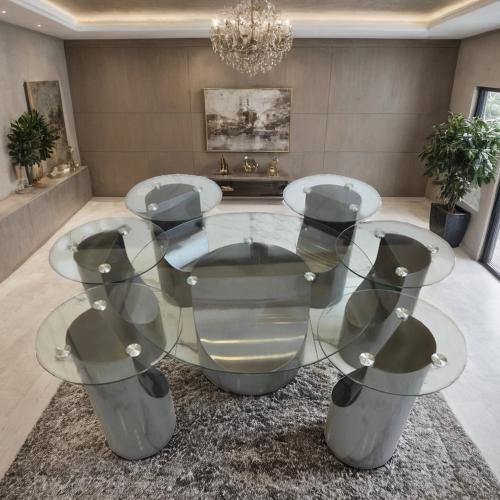 طقم طاولات شاي زجاج 7 قطع