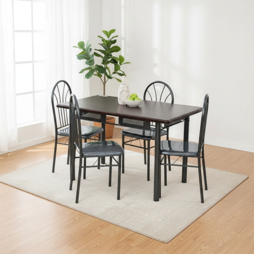 طاولة طعام بني سطح خشب 4 كراسي